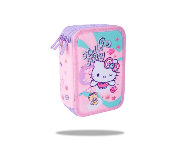 Penál 3 zipy Jumper Hello Kitty Pink 1- vybavený